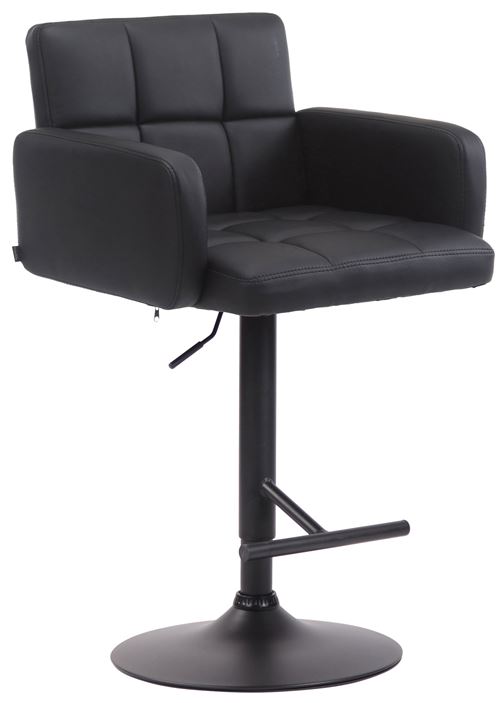 CLP Tabouret de bar Los Angeles similicuir avec pied en métal , Noir /Noir