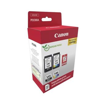 Canon PG-545 / CL-546 Value Pack - Pack de 2 - 8 ml - noir, couleur (cyan, magenta, jaune) - original - boîte de suspension - jeu de papier / cartouche d'encre - pour PIXMA iP2850, MG2450, MG2550, TR4550, TR4551