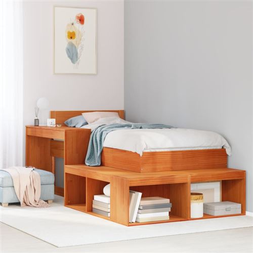 Vidaxl Marron Table De Chevet Avec Bureau - Cire - Image 3