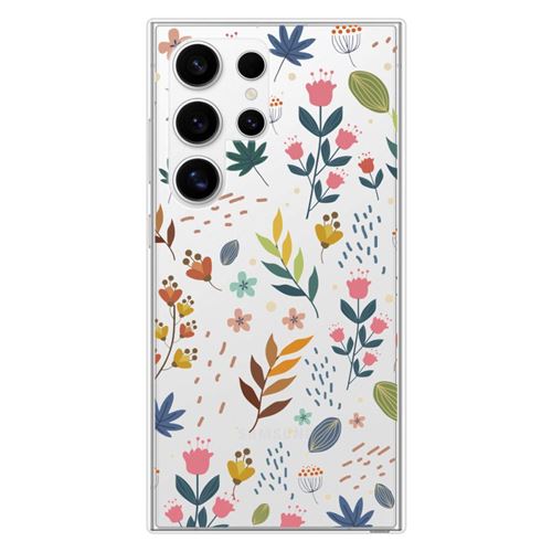 Coque en silicone imprimée compatible Samsung Galaxy S24 Ultra Fleurs colorées