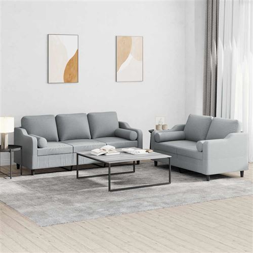 Non Communiqué Gris Clair Vidaxl Ensemble De Canapés 2 Pcs Coussins Tissu3201850