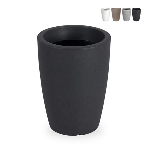 Vase Rond Haut Ø 30 x 40 cm Jardinière Design Salon Jardin Terrasse Hydra, Couleur: Anthracite