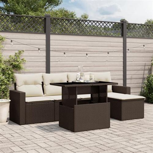 Non Communiqué Marron Salon De Jardin Modulable Vidaxl Resine Tressee 6 Pieces 62 X 55 X 69