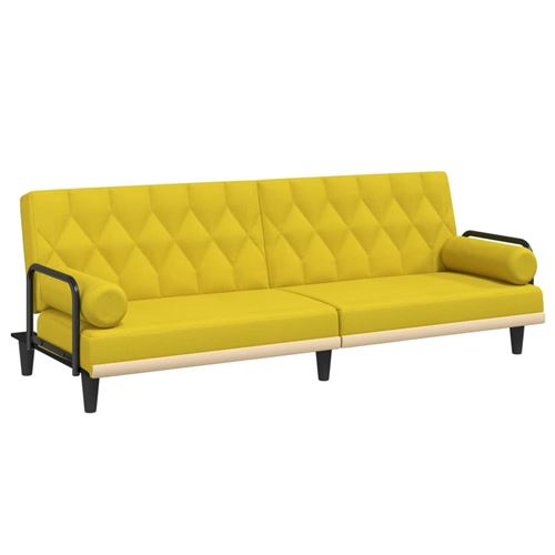 VidaXL Canapé-lit avec accoudoirs jaune clair tissu