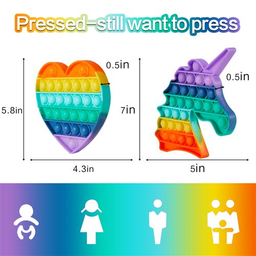 Push Pop It Fidget Toys MYMA™ Silicone [Amour + Licorne] Multi-couleurs Anti Stress Bubble Toy