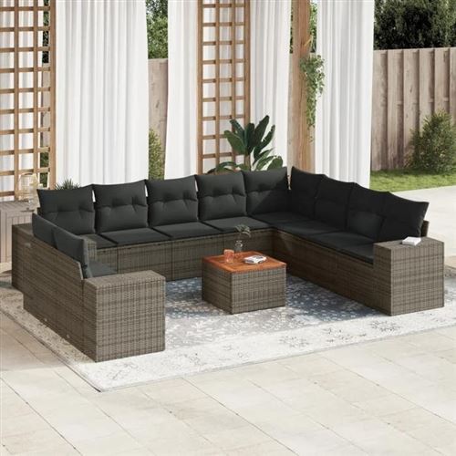 VIDAXL  Salon de jardin 11 pcs - Gris
