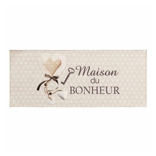 Non Communiqué Beige Tapis Déco Imprimé "Happiness" 50X120cm