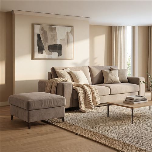 Pouf Fiesole Velours Beige - Beige