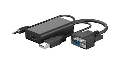 Câble adaptateur goobay vga/hdmi™ - connecteur vga (15 broches) + connecteur jack 3,5 mm (3 broches, stéréo) > connecteur usb 2. 0 (type a)