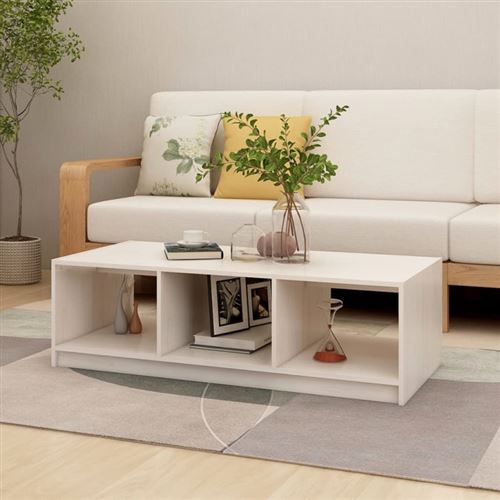 Non Communiqué Blanc Table Basse 110X50x34 Cm Bois De Pin Massif