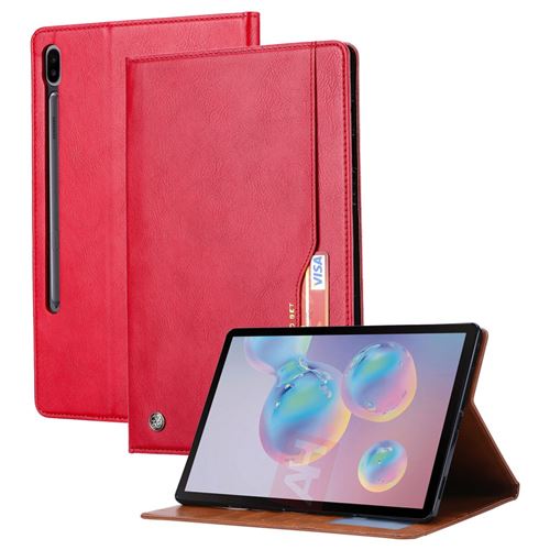 Non Communiqué Rouge Etui En Pu Antichoc Avec Support, Porte-Carte Et Porte-Stylo Pour Votre Samsung Galaxy Tab S8 Plus