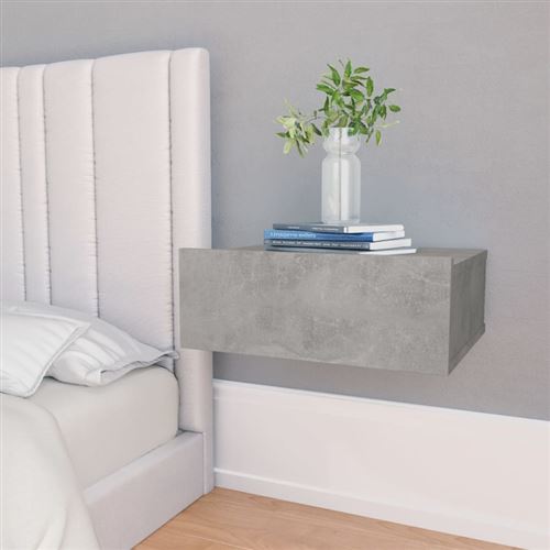 Tables de chevet flottantes 2 pcs Gris béton Bois d ingénierie