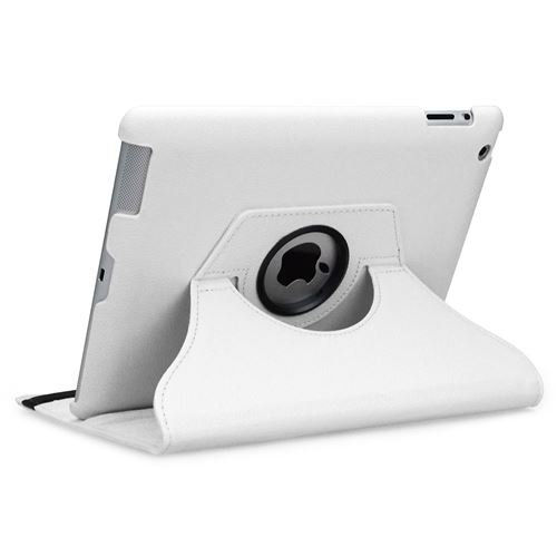 doupi Rotatif Housse pour iPad 2 3 4, Deluxe 360 Degrés Smart Coque de Protection Simili Cuir Coque Cover et Case, blanc