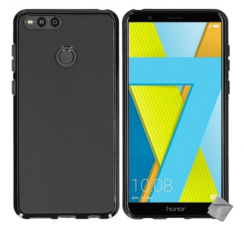 Housse etui coque pochette silicone gel fine pour Huawei Honor 7X + verre trempe - NOIR - htdmobiles