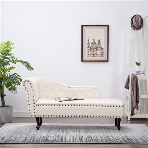 Vidaxl Blanc Chaise Longue Crème Similicuir