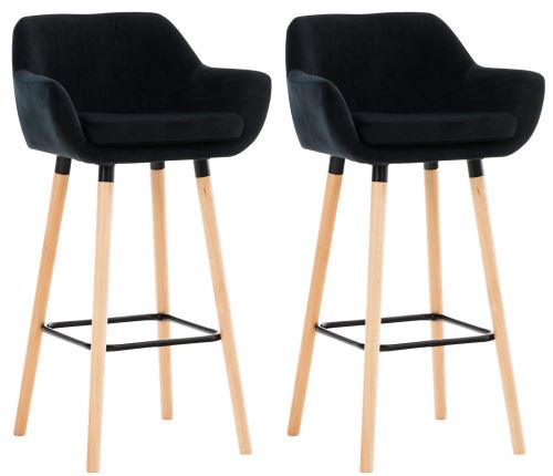 Non Communiqué Noir Clp Lot De 2 Tabourets De Bar Grant En Velours