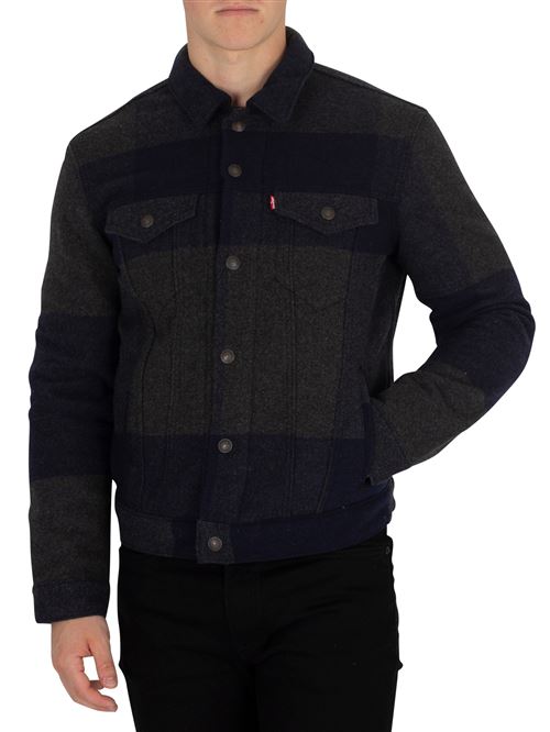 Levi's Homme Veste de camionneur en laine, Bleu