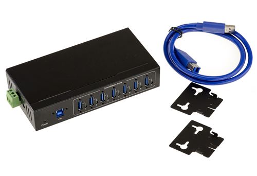HUB INDUSTRIEL USB 3.0 - 7 Ports Protection ESD 15 KV Reprise d'alimentation