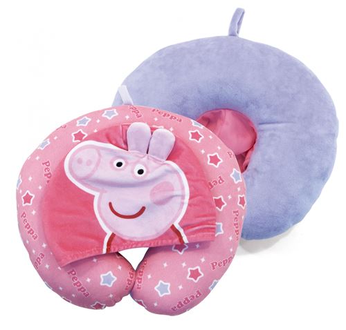 Nickelodeon coussin de nuque avec capuche Peppa Pig junior 33 cm polyester rose/violet