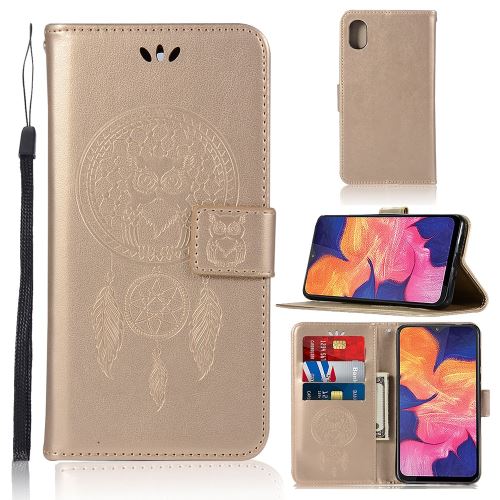 Etui en PU attrape-rêves hibou or pour votre Samsung Galaxy A10e