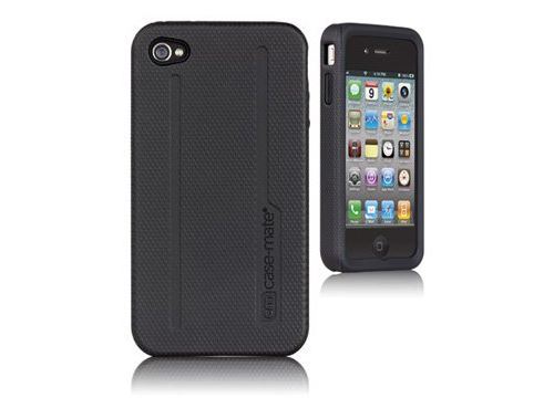 Case-Mate Hybrid Tough - Beschermhoes voor mobiele telefoon - silicone, ABS-plastic - zwart - voor Apple iPhone 4, 4S