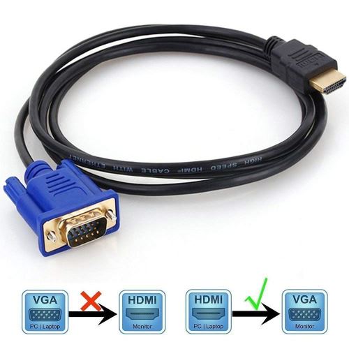 VSHOP® 2m HDMI mâle vers VGA mâle D-sub HD 15 broches M/M Adaptateur connecteur câble pour écran PC LCD TV HD pour ordinateur portable