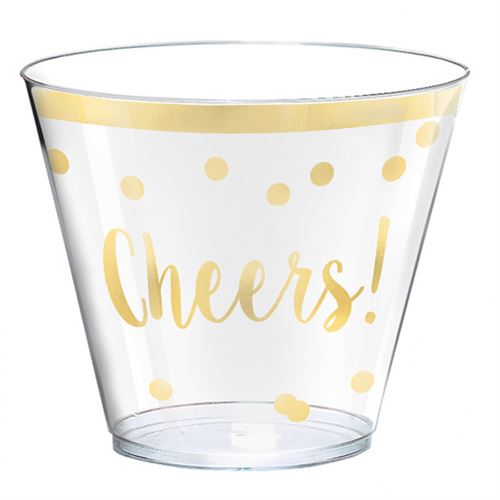 Amscan tasses de fête Cheers 0,2 litre transparent/or 30 pièces