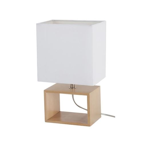 LIV-Lampe a poser Bois H31cm Blanc Corep