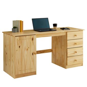 Bureau Multi Rangements Pin Massif Vernis Naturel Achat Prix Fnac