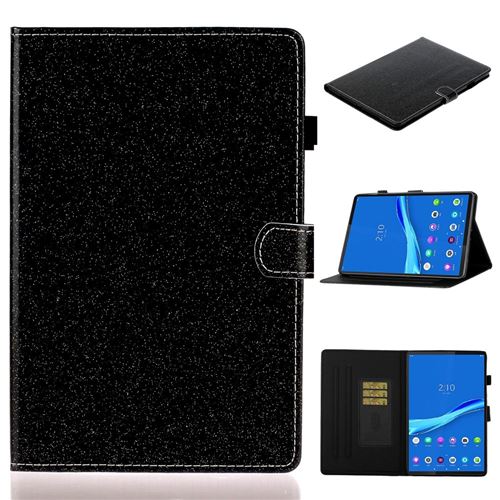 Etui en PU poudre flash avec support noir pour votre Lenovo Tab Tab M10 TB-X605F/M10 Plus TB-X606F