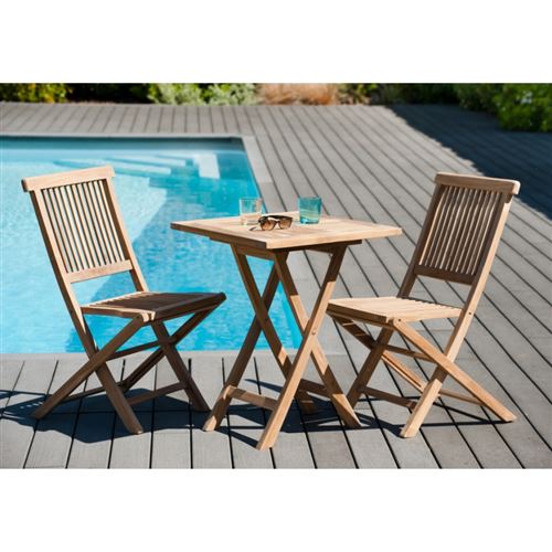 Table carrée pliante 60 x 60 cm en bois teck grade A