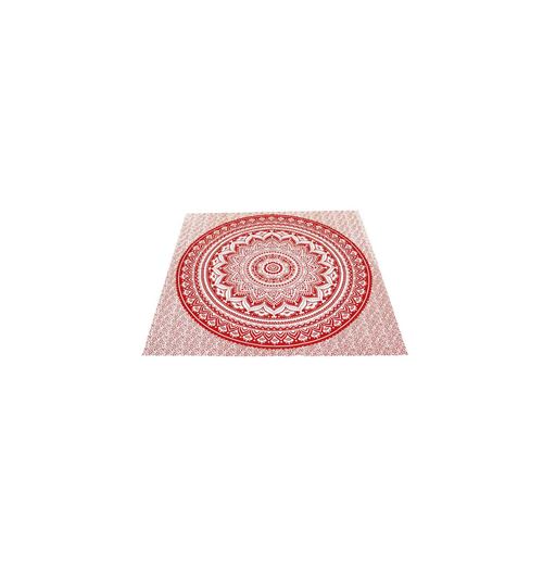 Plaid fouta en coton carré 180x180 cm MUMBAI rouge, par Soleil d'ocre