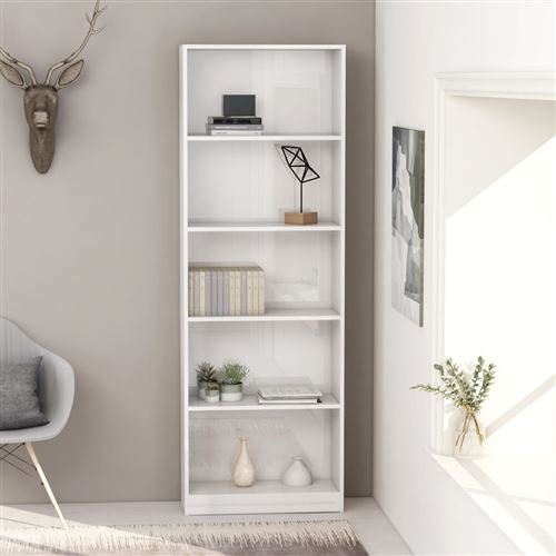 vidaXL Bibliothèque à 5 niveaux Blanc brillant 60x24x175 cm Aggloméré