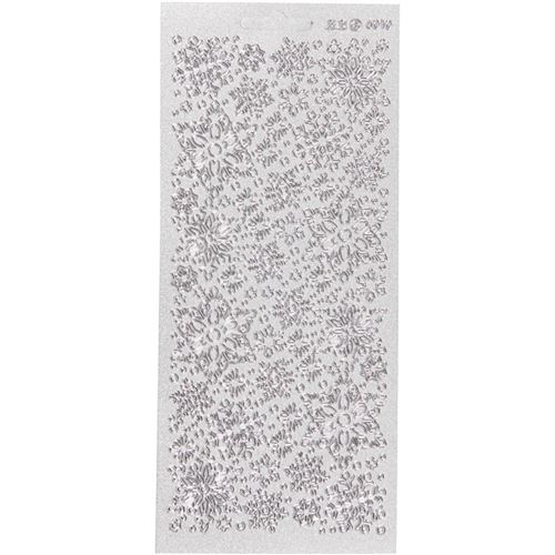 Stickers Peel Off Flocons multiples - Argenté - Planche de 10x23 cm