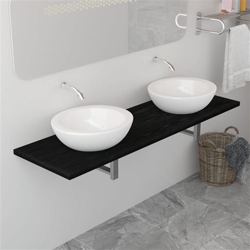 Étagère murale de salle de bain pour bassin Noir 160x40x16,3 cm