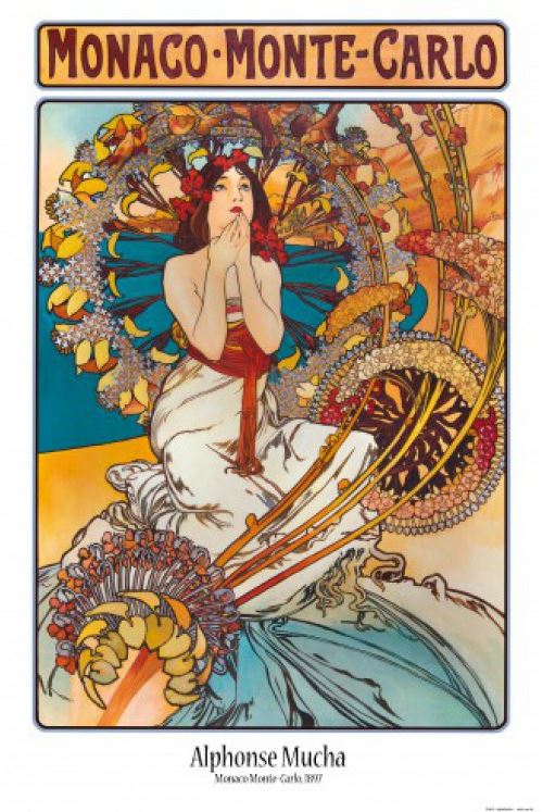 Alphonse Mucha Poster Monaco Monte Carlo 1897 91x61 Cm Poster Affiche Enroule Top Prix Fnac