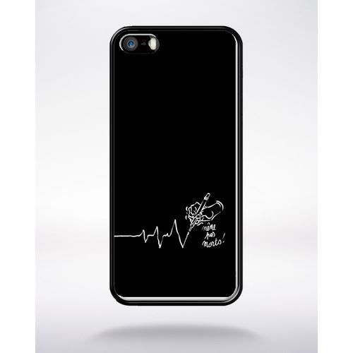 Coque Black Crayon Electrocardiogramme Compatible Apple Iphone 5 Bord Noir Silicone