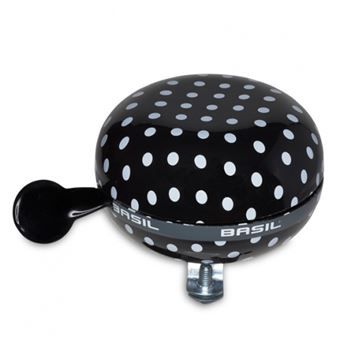 BASIL BIG BELL POLKADOT, sonnette de velo, 80mm Ø, black/white dots