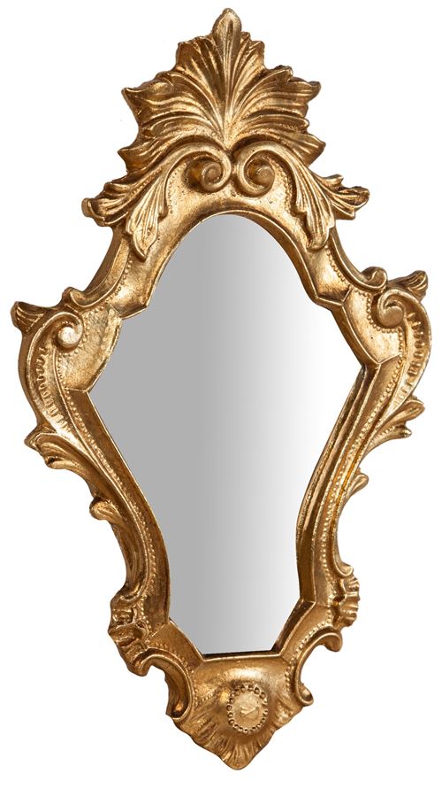 Miroir Mural À Accrocher En Bois Finition Feuille Or Vieilli Aux Dimensions L25 Xpr2,5 Xh40 Cm Made In Italy