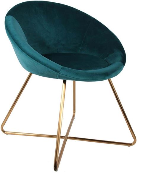 The Home Deco Factory - Fauteuil en velours Karl Bleu