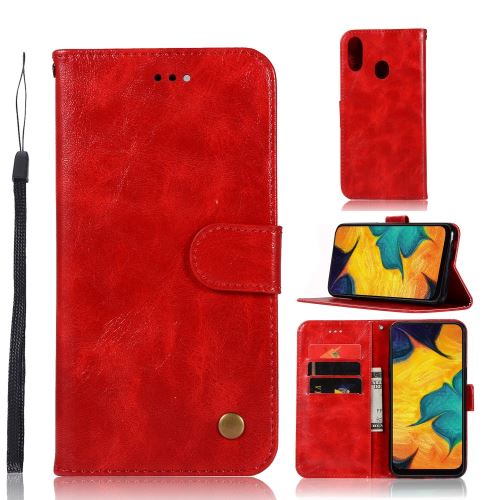 Etui en PU premium vintage rouge pour votre Samsung Galaxy A30
