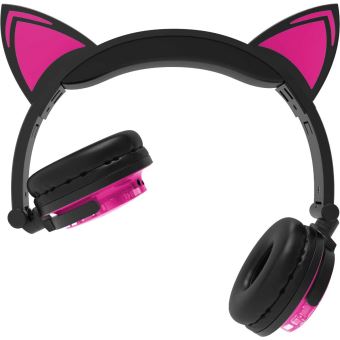 Casque Bluetooth Oreilles De Chat Rose Avec Arceau Reglable Et Prise Jack 3 5mm Casque Audio Achat Prix Fnac