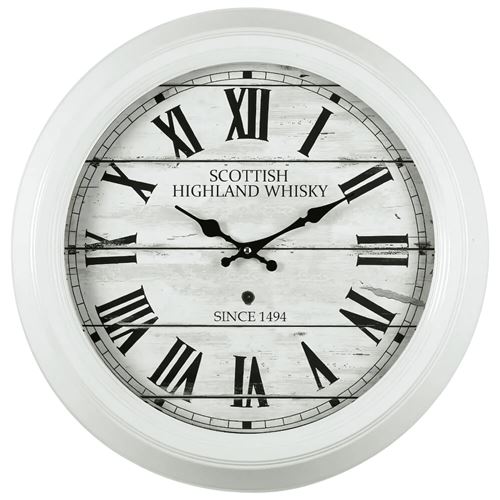 Horloge Scottish blanc 47 cm, Métal - marque française