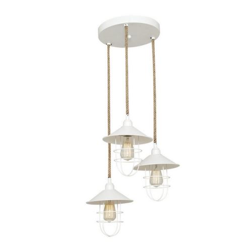 HOMEMANIA Lampe à Suspension Lelly Chandelier - de Plafond - Blanc en Métal, 42 x 42 x 120 cm, 3 x E27, 40W