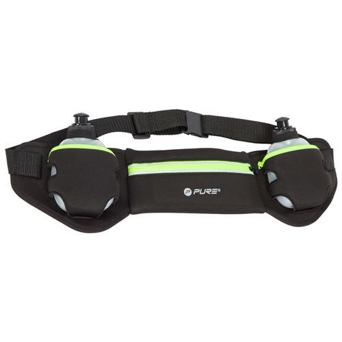 Pure2Improve Ceinture de course avec 2 bouteilles Noir et jaune