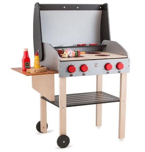 Hape barbecue en bois avec nourriture 70 cm noir/brun
