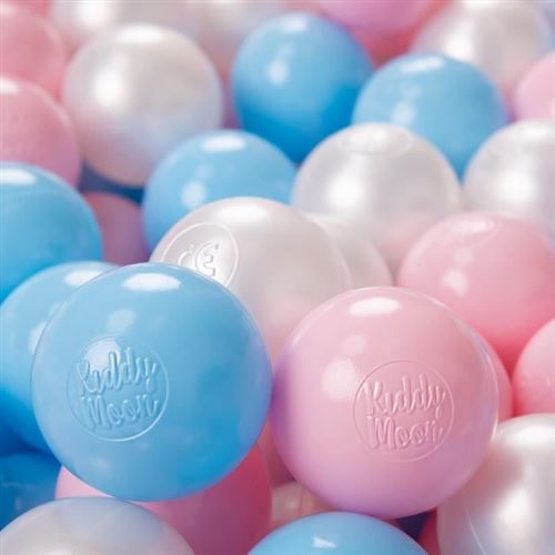 KiddyMoon 100-6Cm ∅ Balles Colorées Plastique Pour Piscine Enfant Bébé Fabriqué En EU, Baby Blue-Rose Poudré-Perle