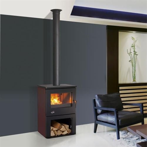 Po&ecirc;le &agrave; bois 8.5kw noir/carmin Godin 362113carmin - noir