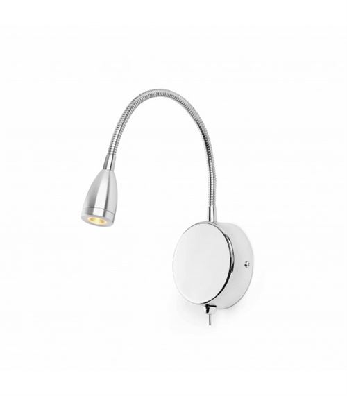 Applique liseuse LED flexible en métal chromé longueur 20cm hauteur 20cm Loke gris