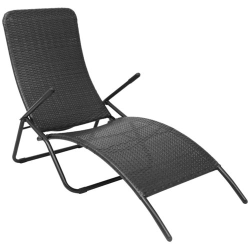 vidaXL Chaise longue pliante Rotin synthétique Noir